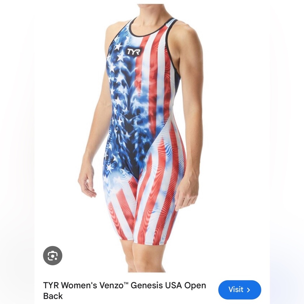 TYR Women's Venzo Genesis USA One Piece Swimsuit - Blue, Red, White